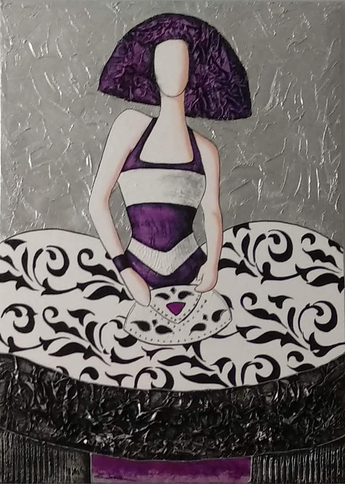 Pareja de cuadros de meninas en gris y malva - la obra
