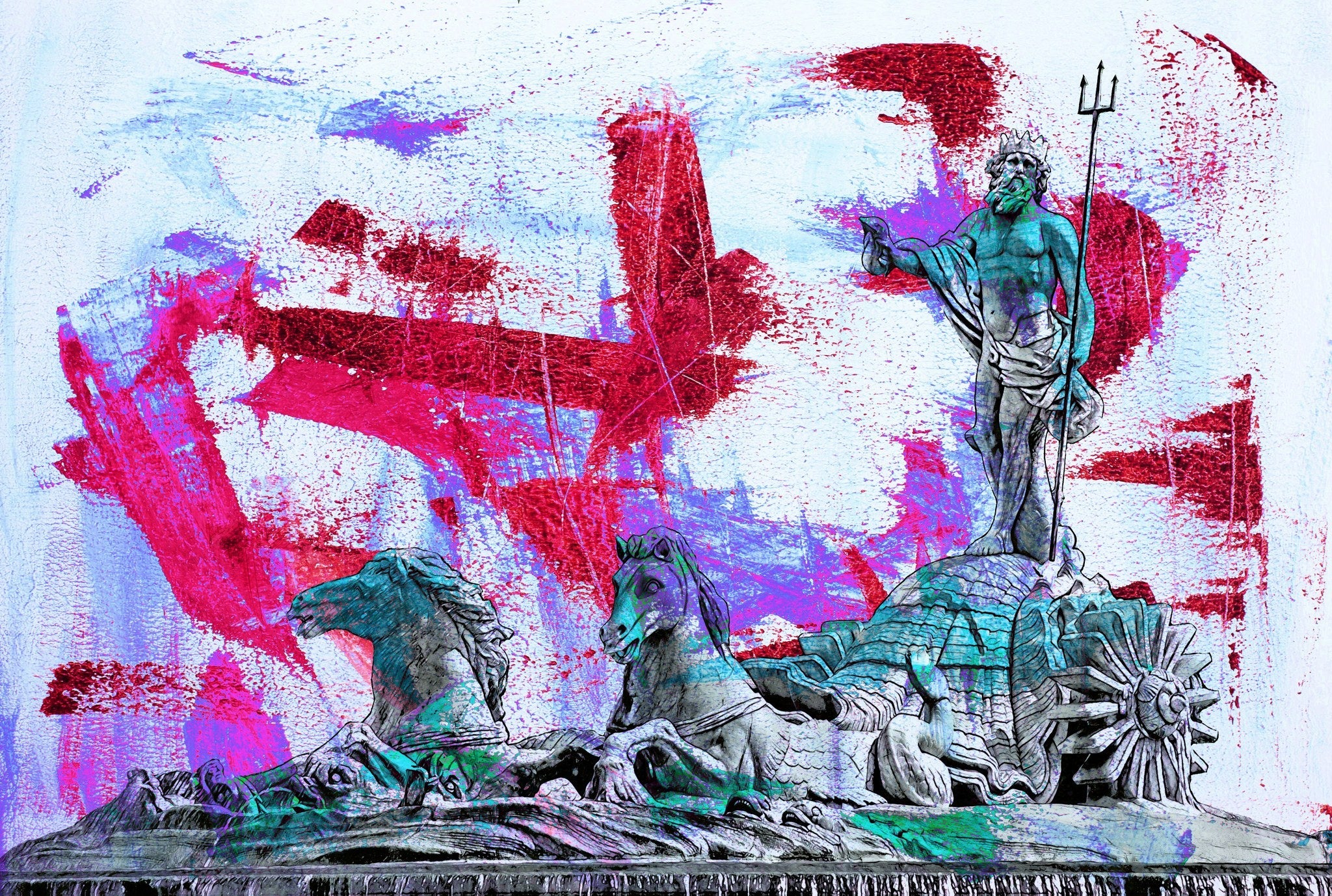 Cuadro Madrid estatua Neptuno abstracto – Cuadros Splash