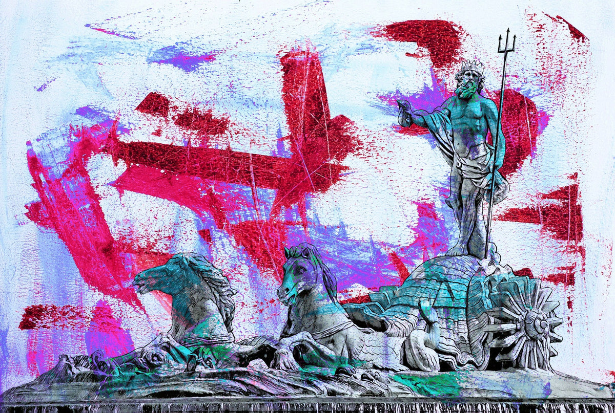 Cuadro Madrid estatua Neptuno abstracto - la obra
