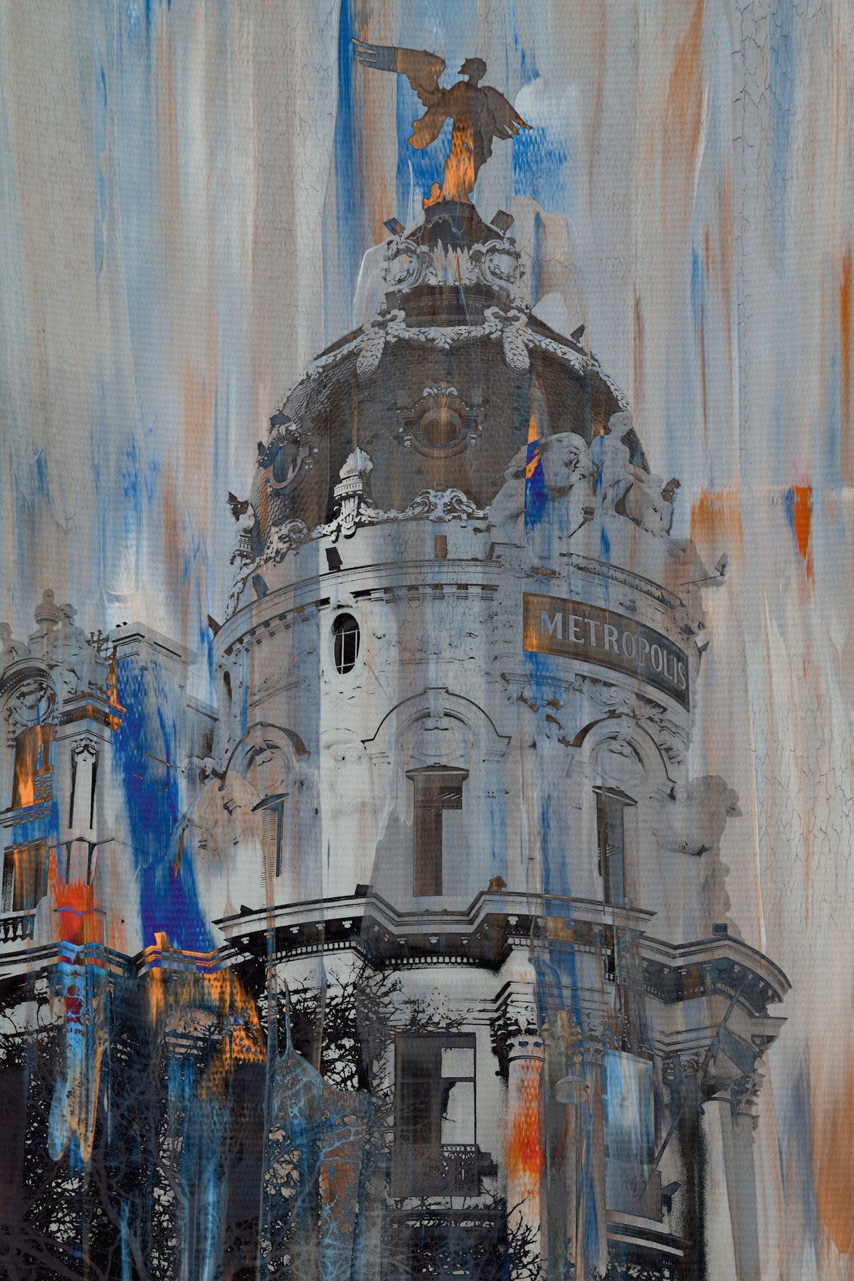 Cuadro edificio Metrópolis de Madrid abstracto - la obra