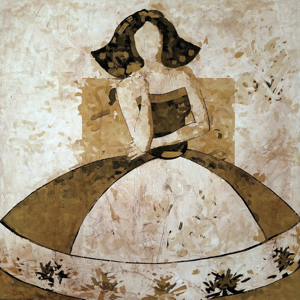 Cuadro de Menina Monocromática Sepia - la obra