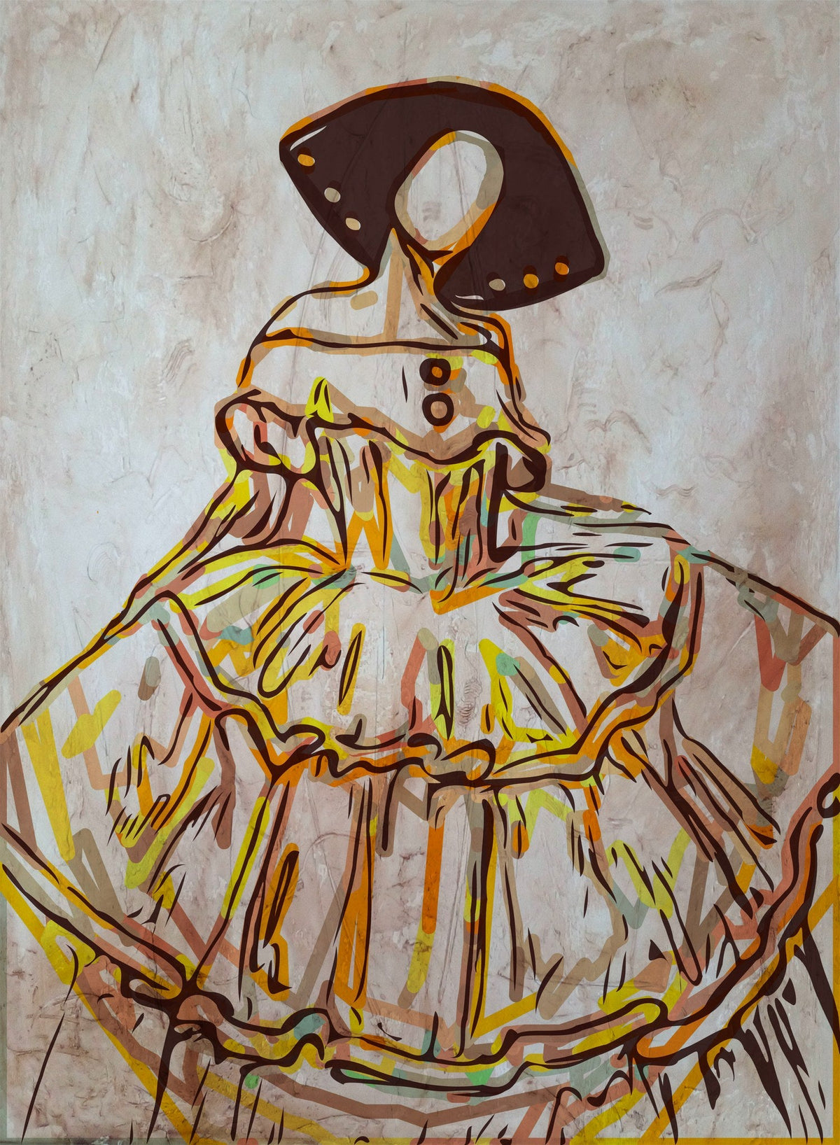 Cuadro Menina Amarillo Naranja y Marrón - la obra