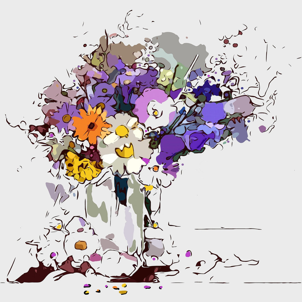 Cuadro Jarrón Flores coloridas - la obra