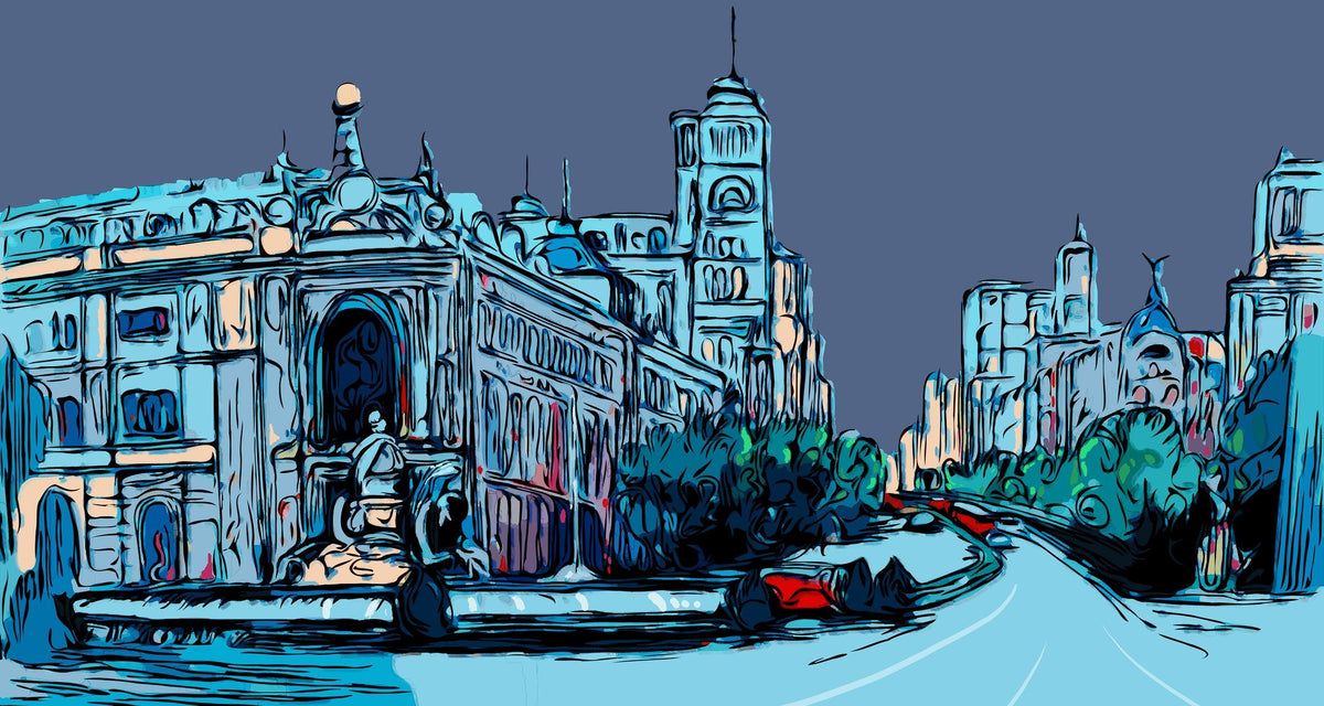 Cuadro escena urbana de Madrid Cibeles - la obra