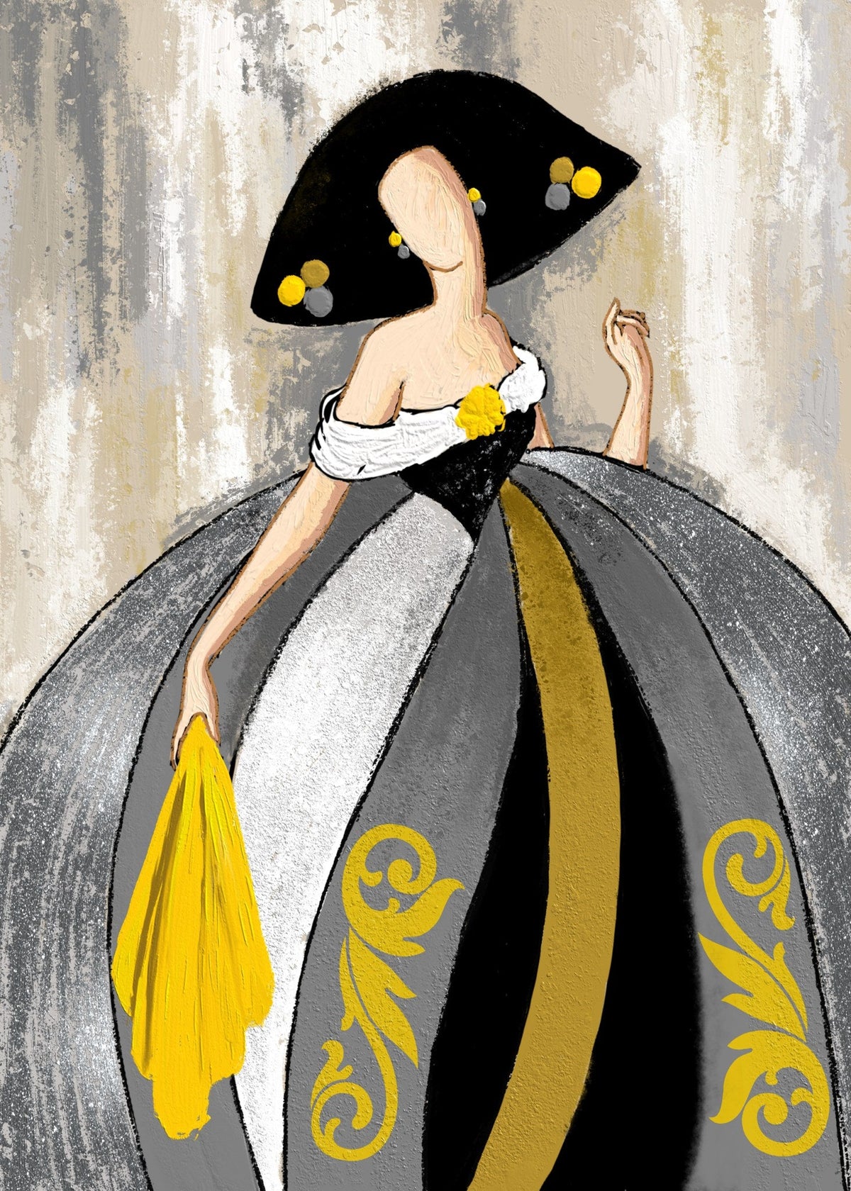 Cuadro de menina con pañuelo amarillo - la obra