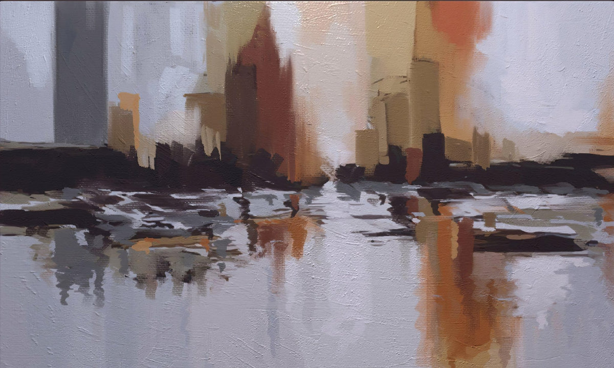 Reflejos Abstractos Urbanos Atardecer - la obra
