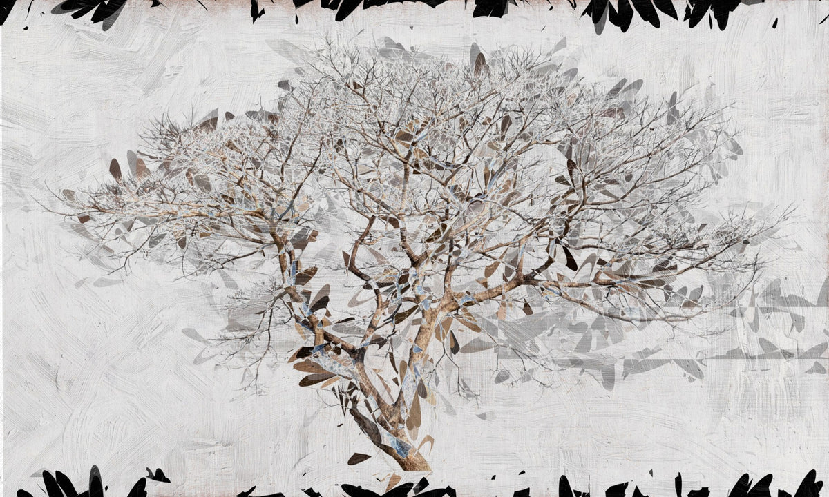 Cuadro árbol abstracto en blanco y negro - la obra