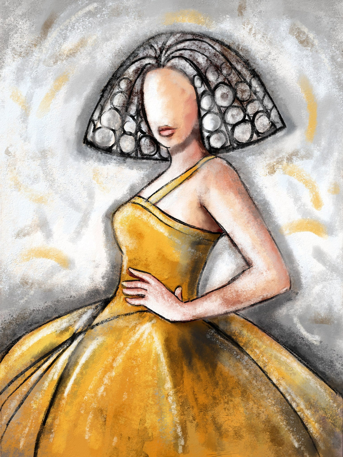 Cuadro de Menina con vestido amarillo - la obra