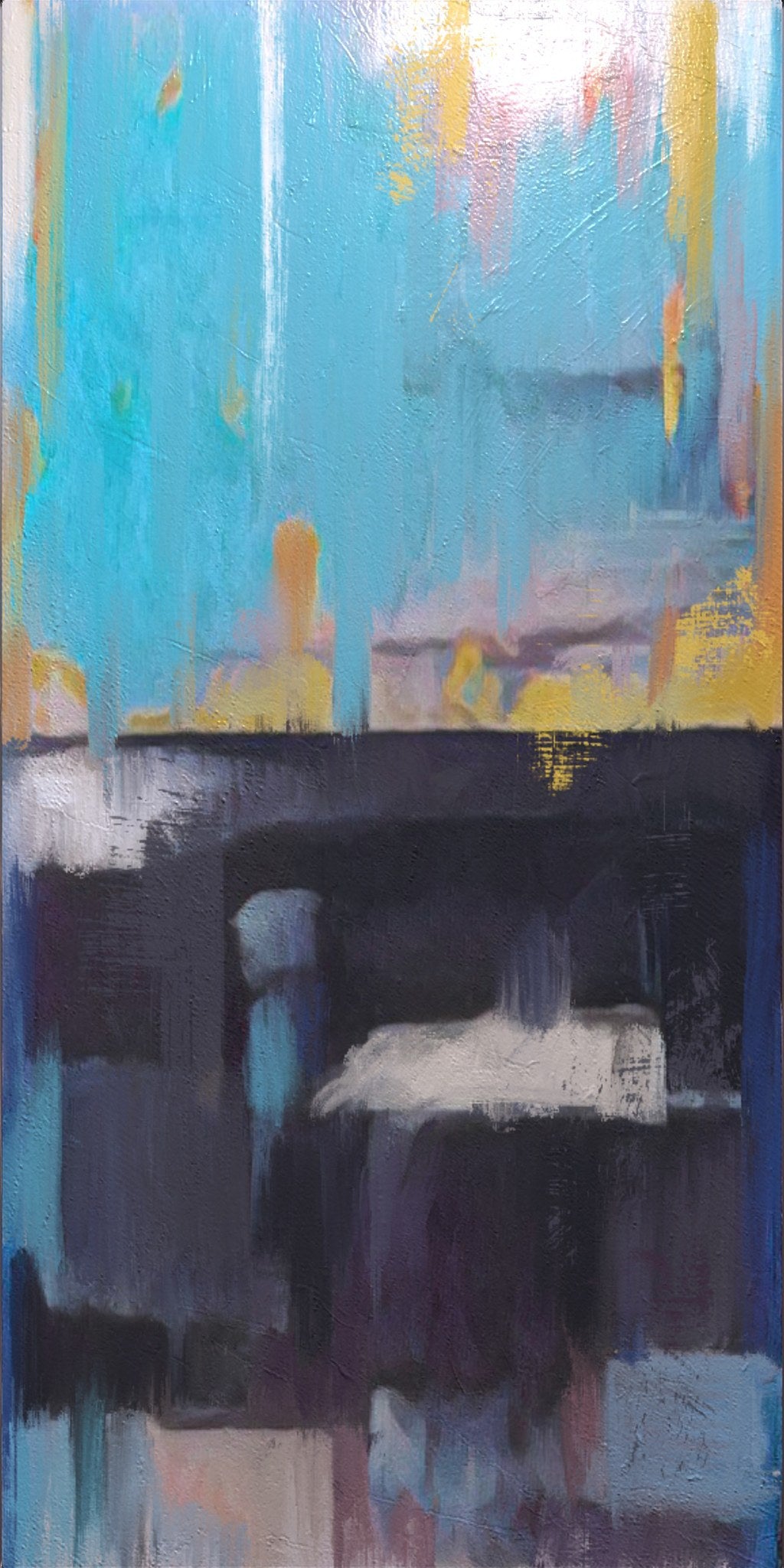 Abstracción zonal en azul y grises - la obra