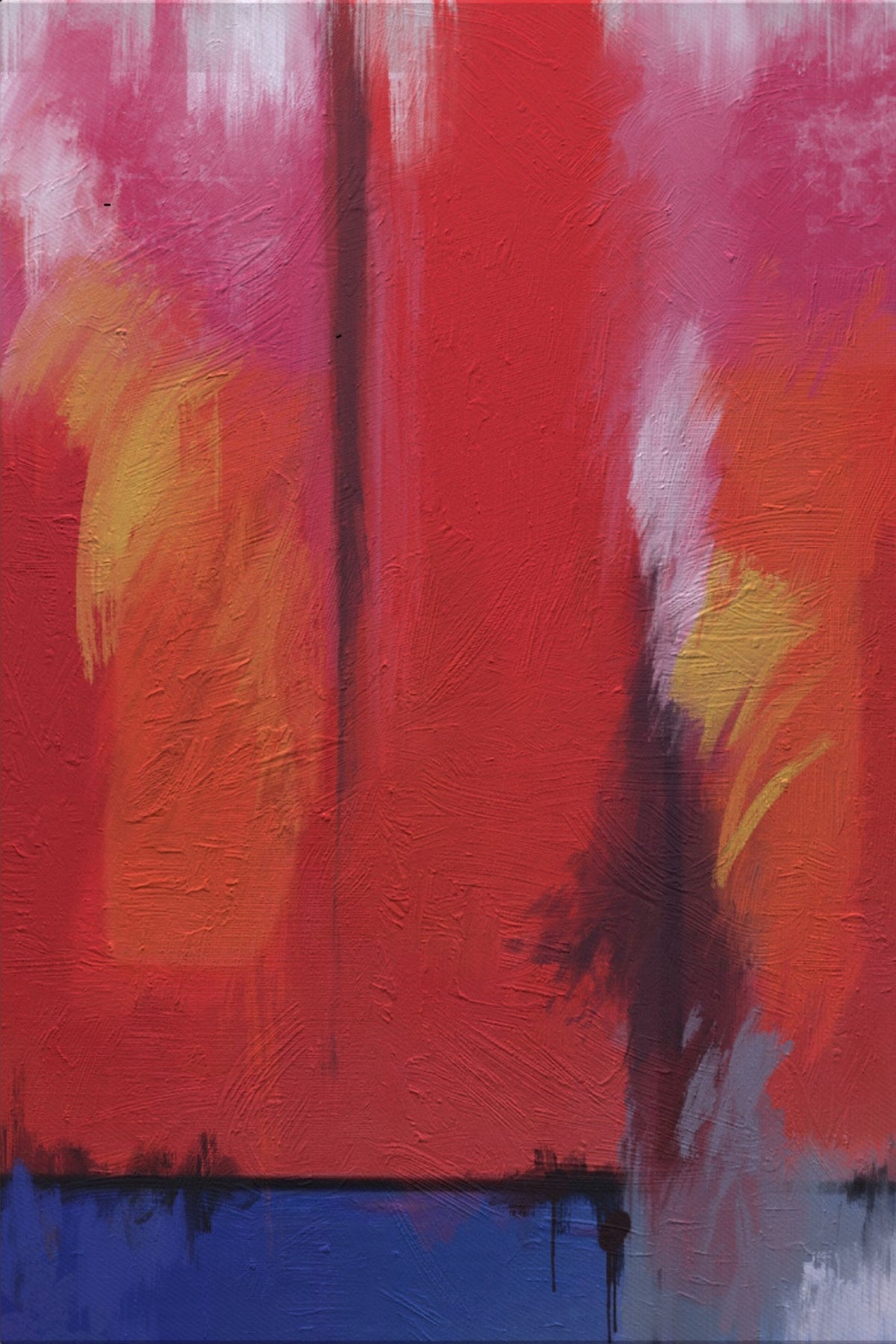 Cuadro abstracto partición rojo y azul - la obra
