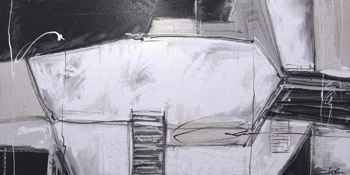 Composición abstracta monocromática en gris - la obra