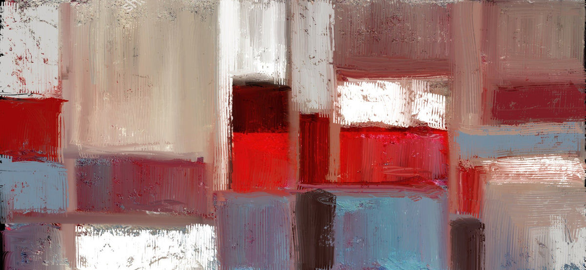 Cuadro Abstracto geométrico en rojo y azul - la obra