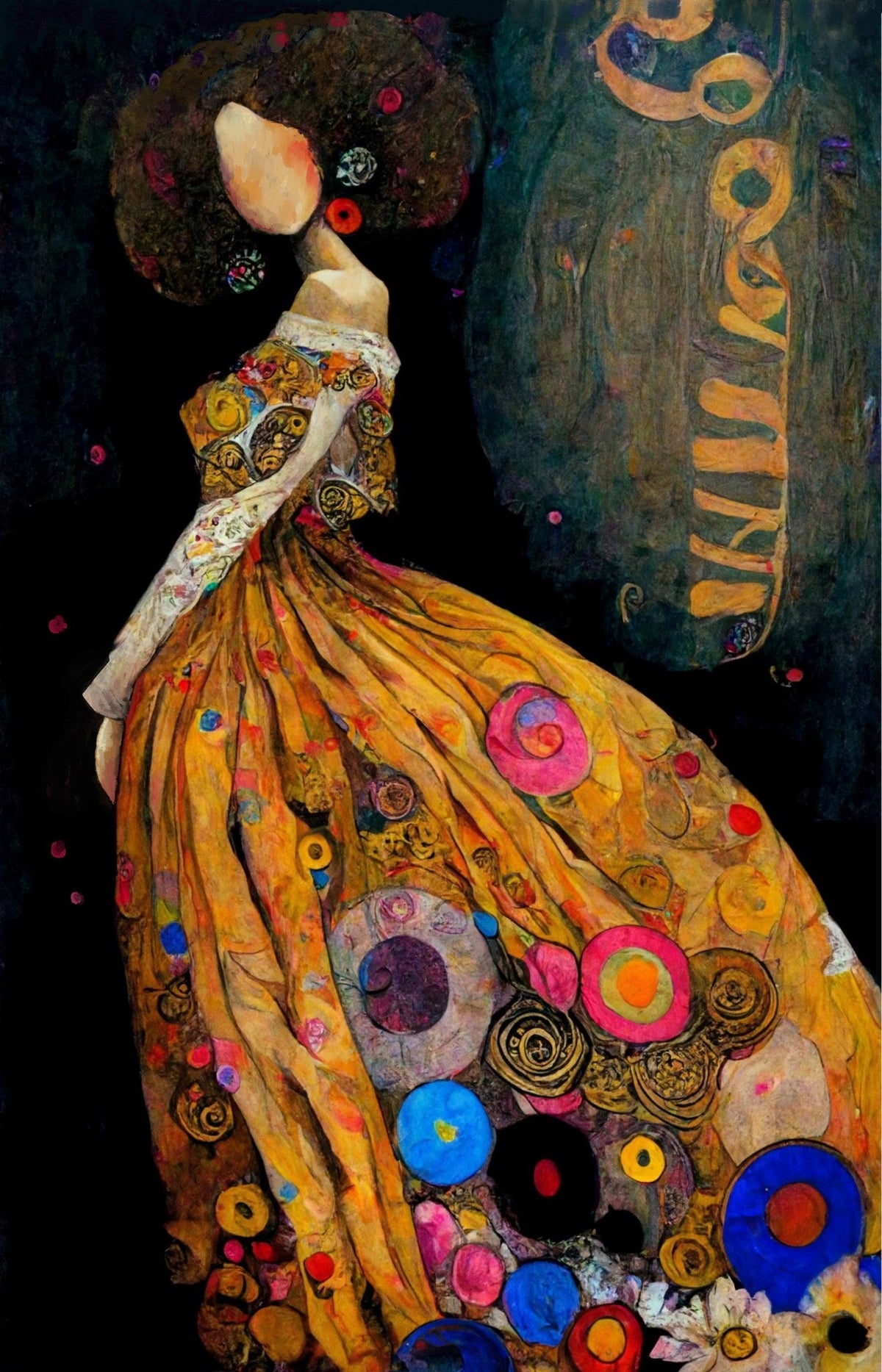 Cuadro menina dorada inspirada en Klimt - la obra