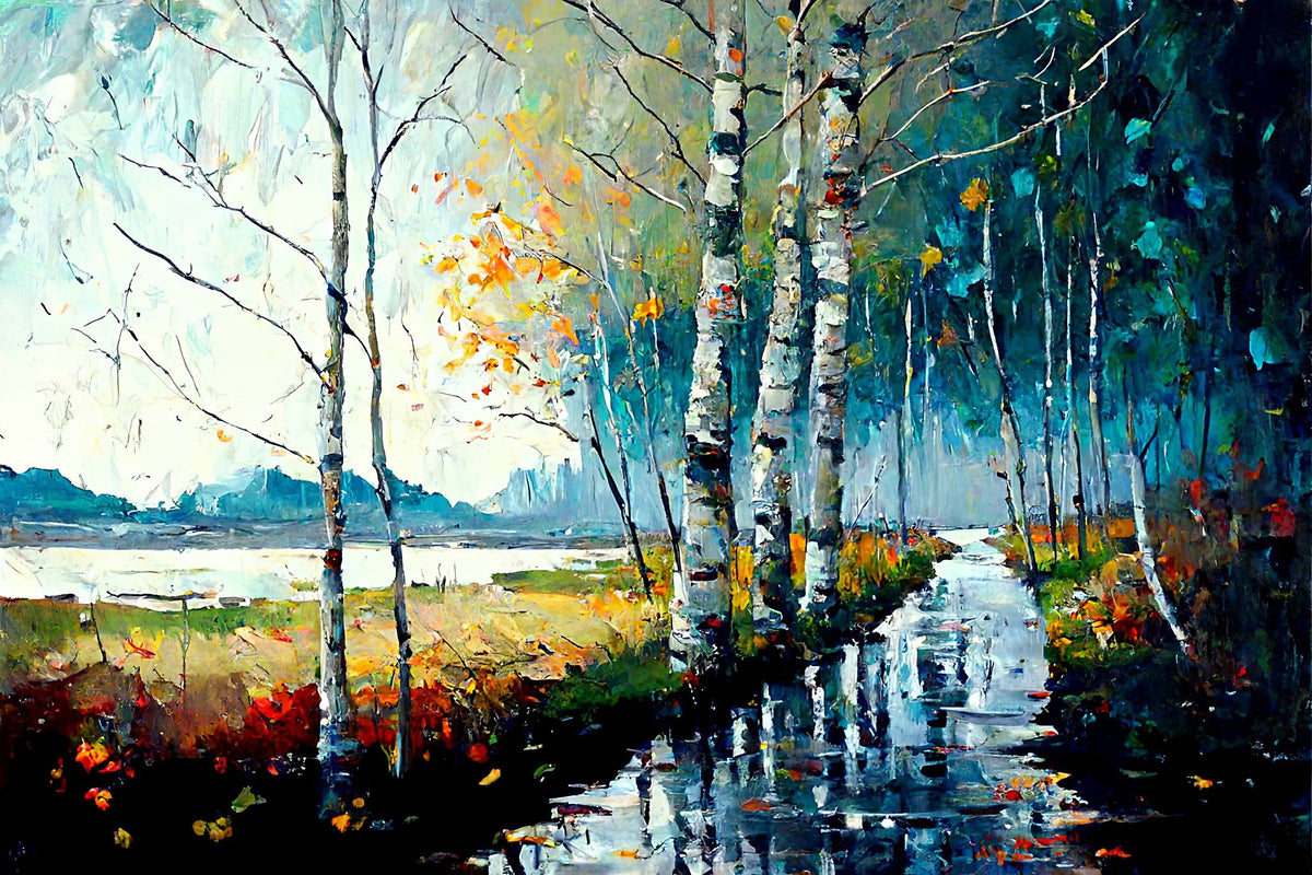 Cuadro de Paisaje con Árboles y camino - la obra