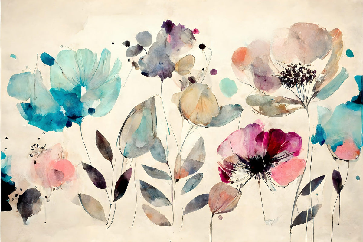 Cuadro de flores de colores suaves - la obra