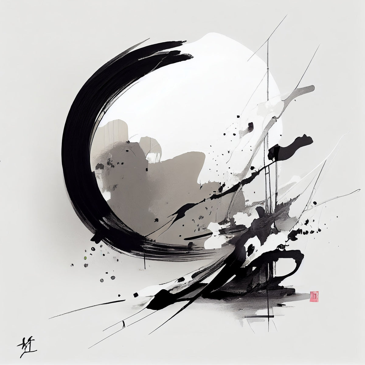 Cuadro Elegancia Zen en Blanco y Negro - la obra