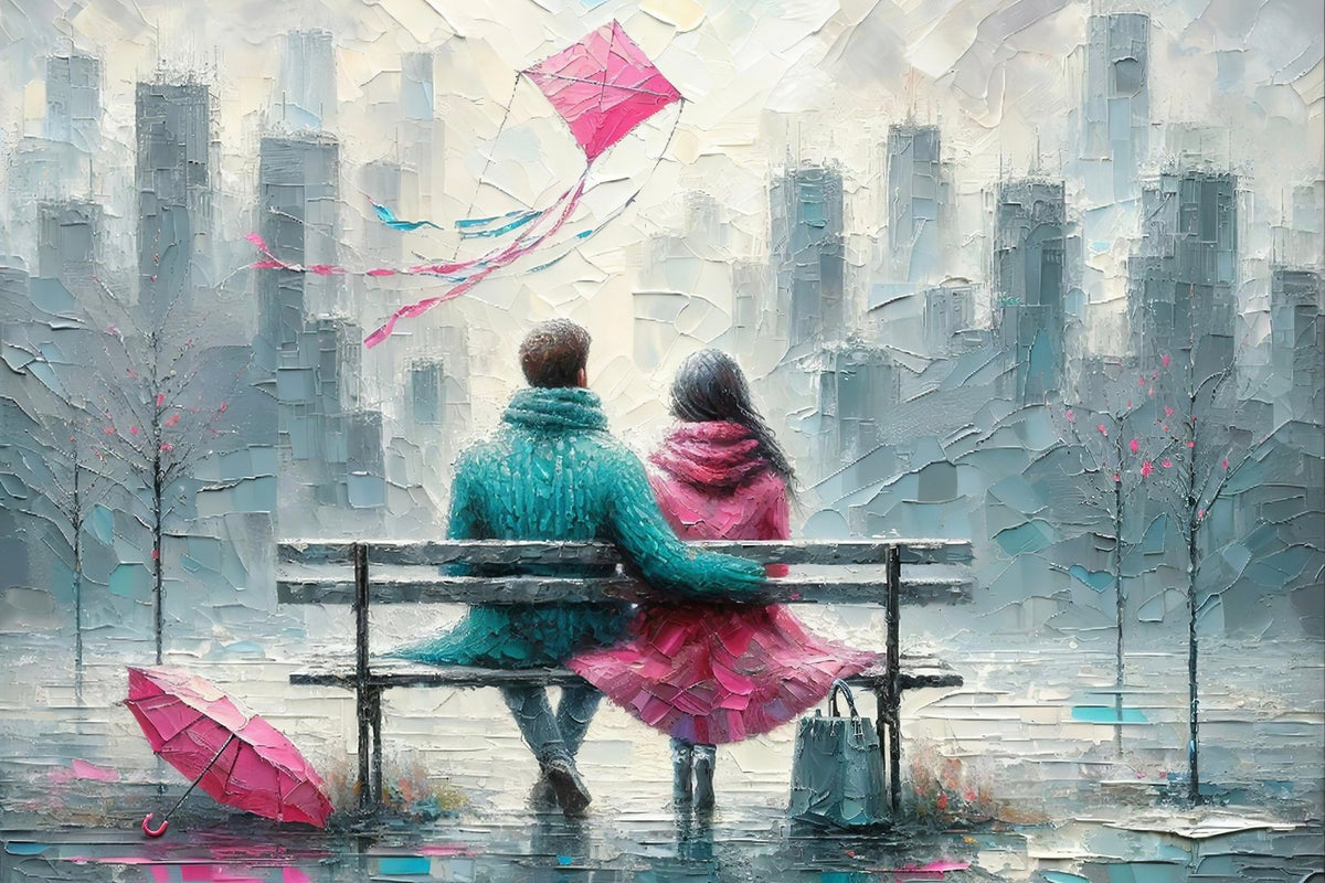 Cuadro Melodía de un Día Gris con Pareja - la obra