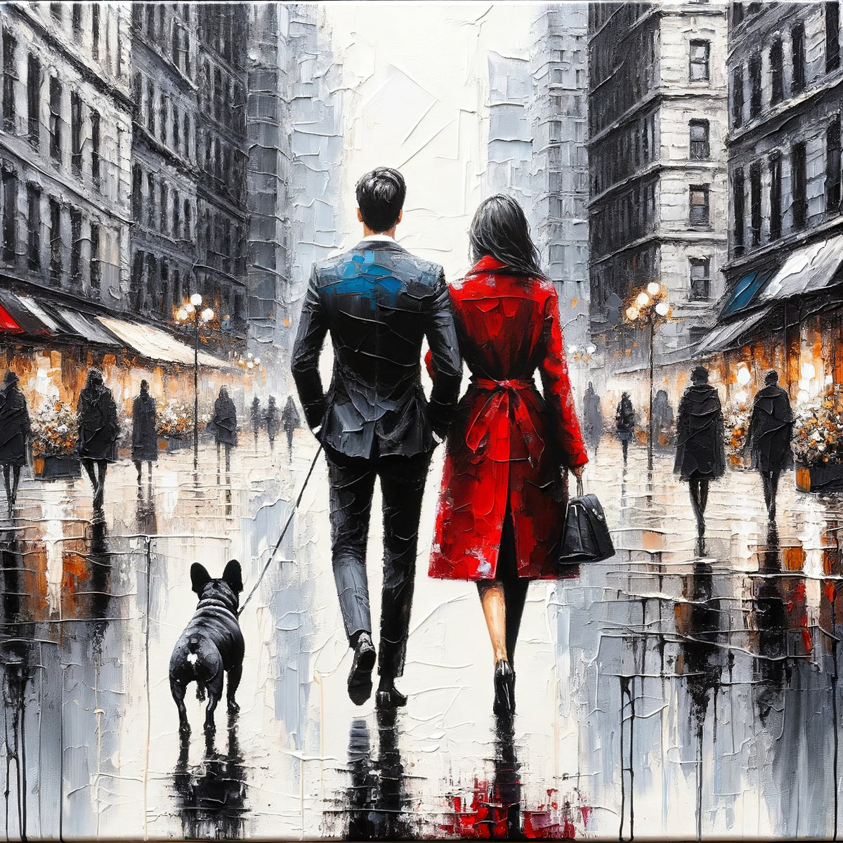 Cuadro de Pareja Paseo bajo la Lluvia - la obra