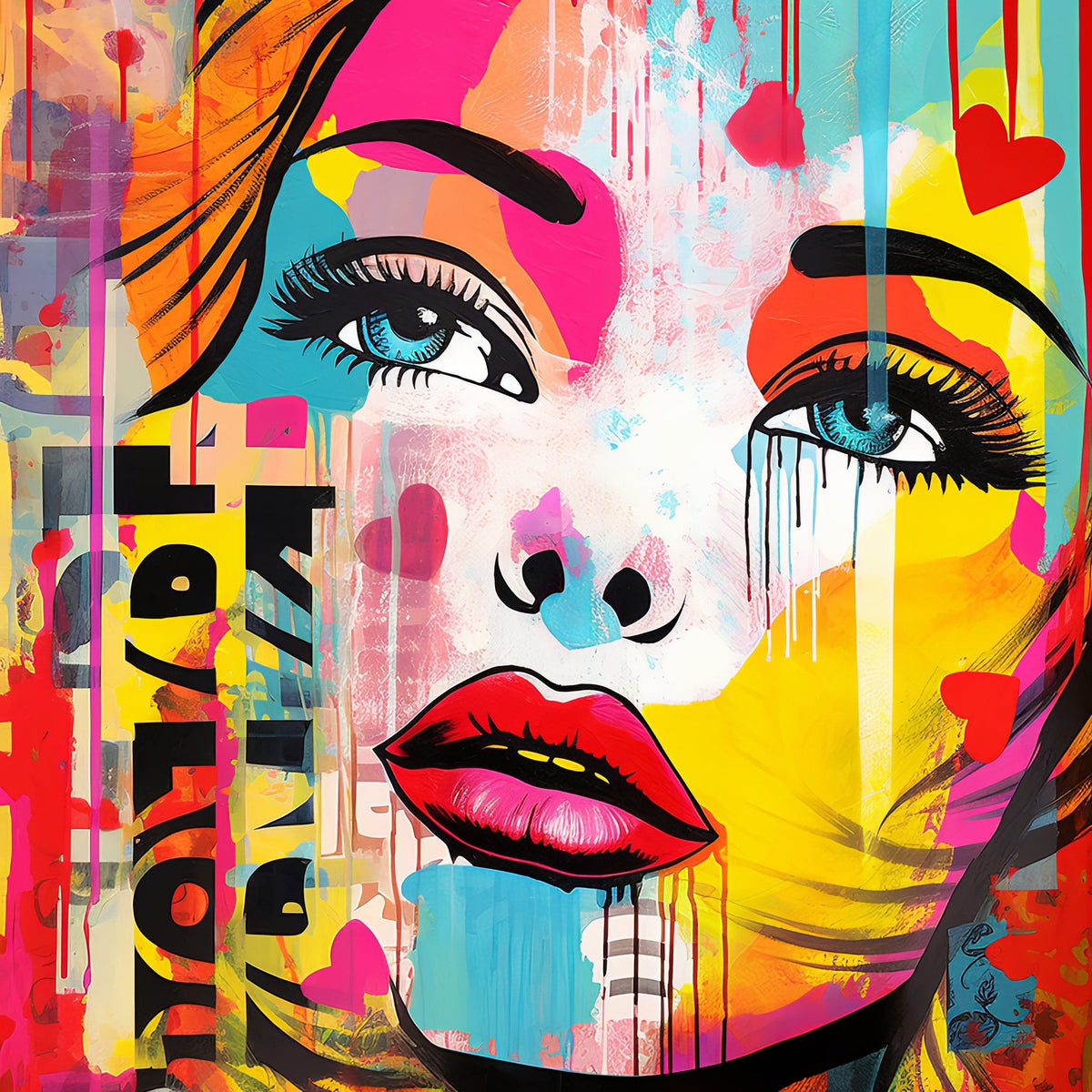 Cuadro pop art moderno con mujer - la obra