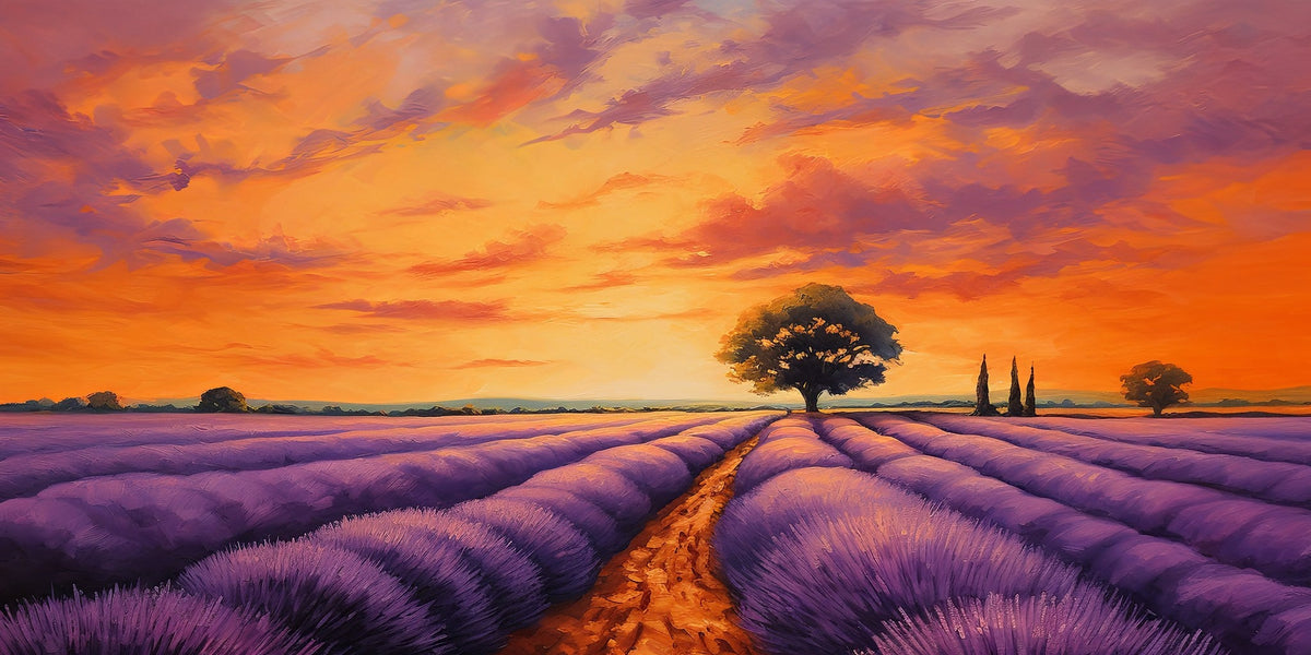 Cuadro Paisaje Malva de Lavanda - la obra