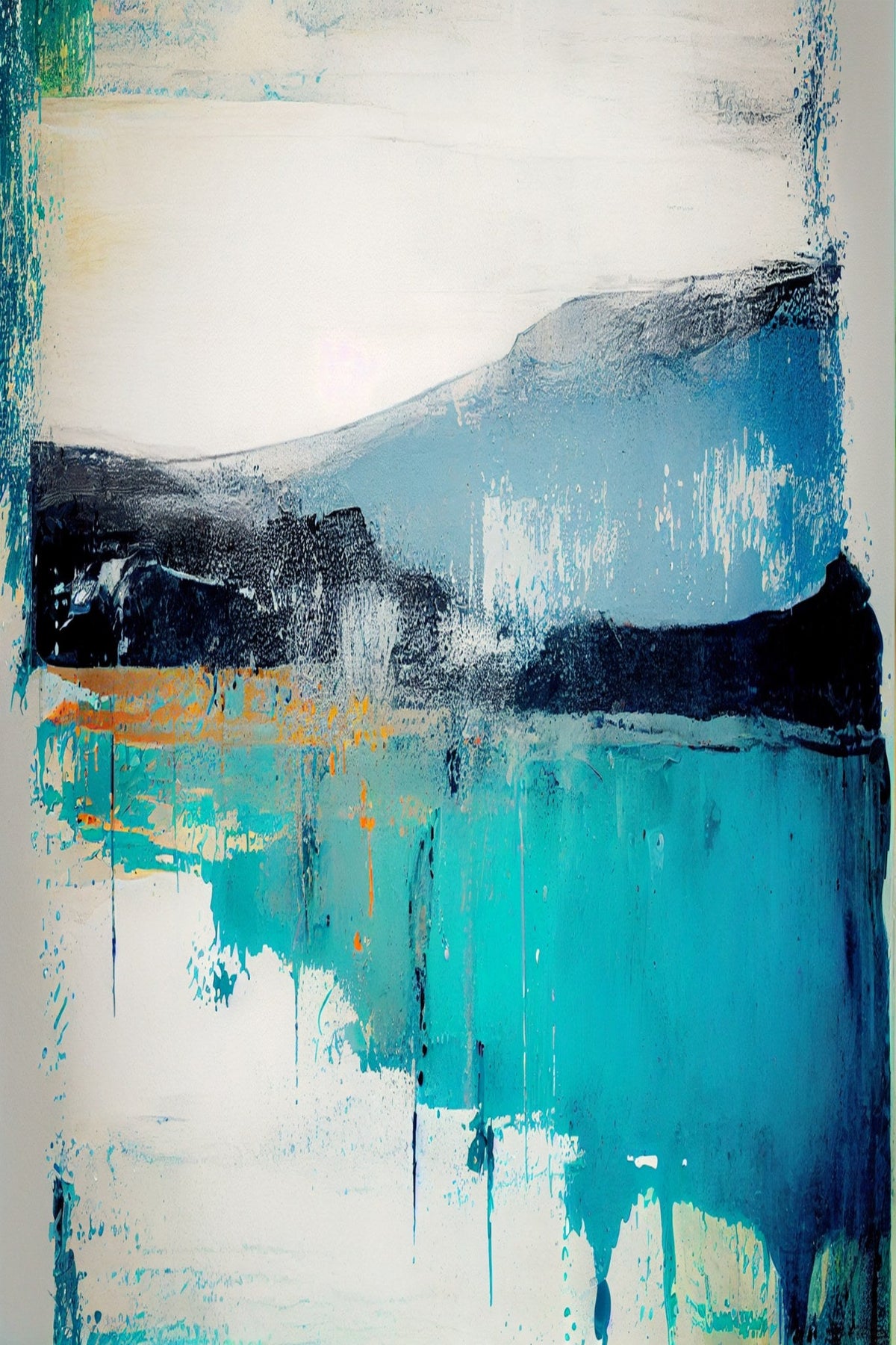Cuadro Paisaje Abstracto Azul Vertical - la obra
