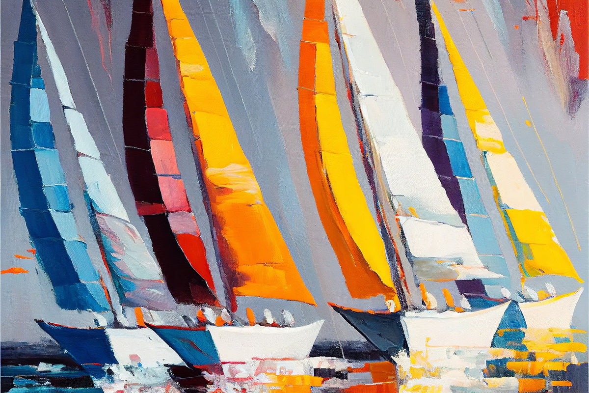 Cuadro de Marina con Veleros coloridos - la obra