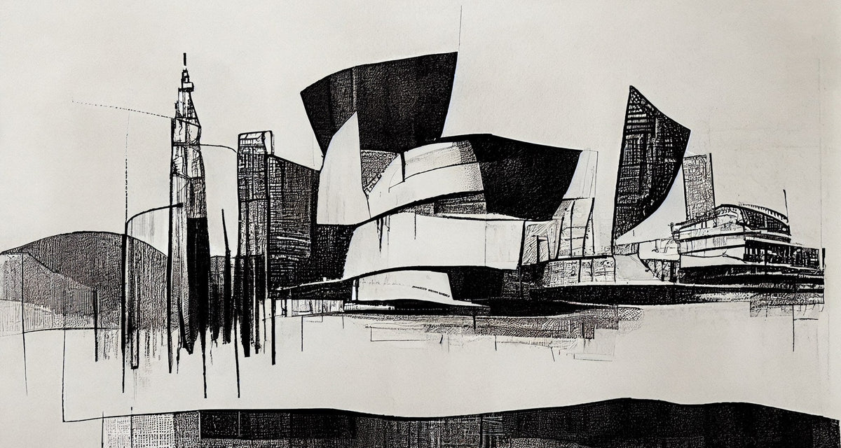 Cuadro Skyline blanco y negro de Bilbao - la obra