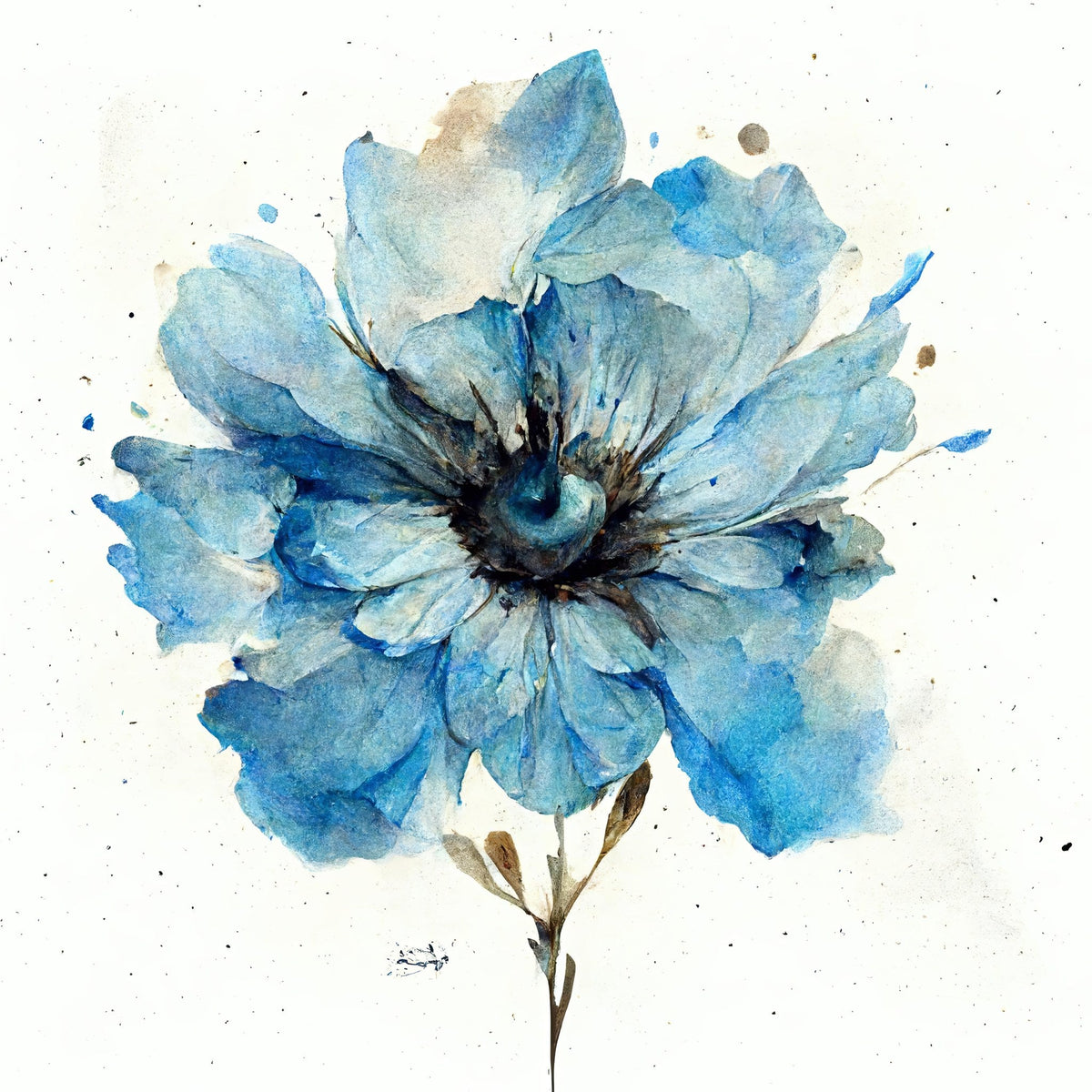 Pareja de cuadros de flores en tonos azules - la obra