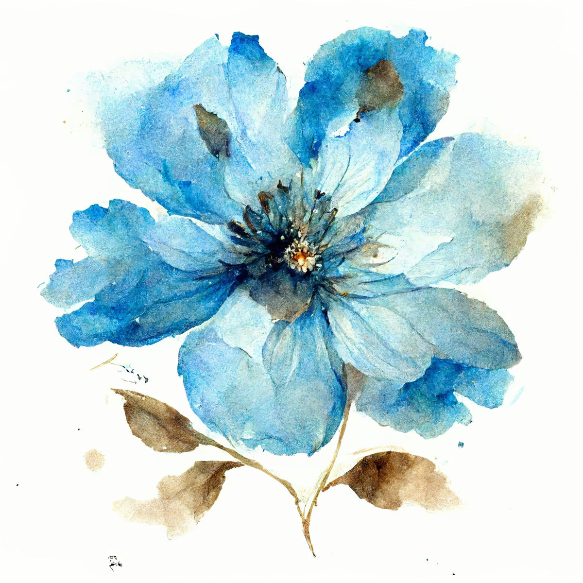 Cuadro de flor grande con pétalos azules - la obra