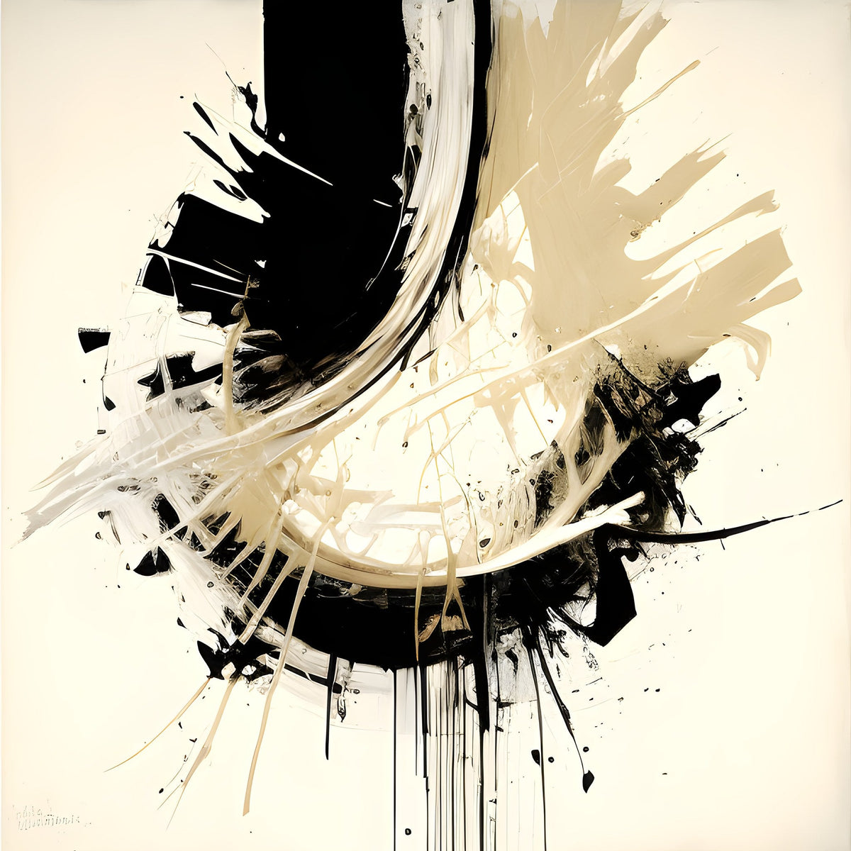 Cuadro Abstracto Vanguardista en Beige - la obra