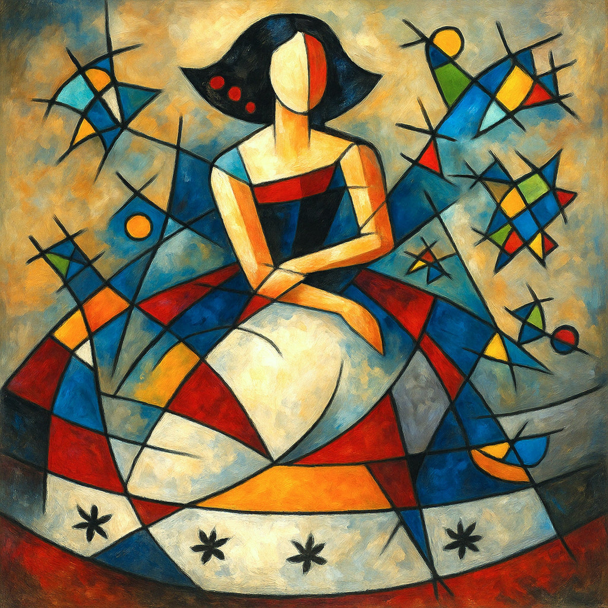 Cuadro Menina moderna abstracta colorida - la obra