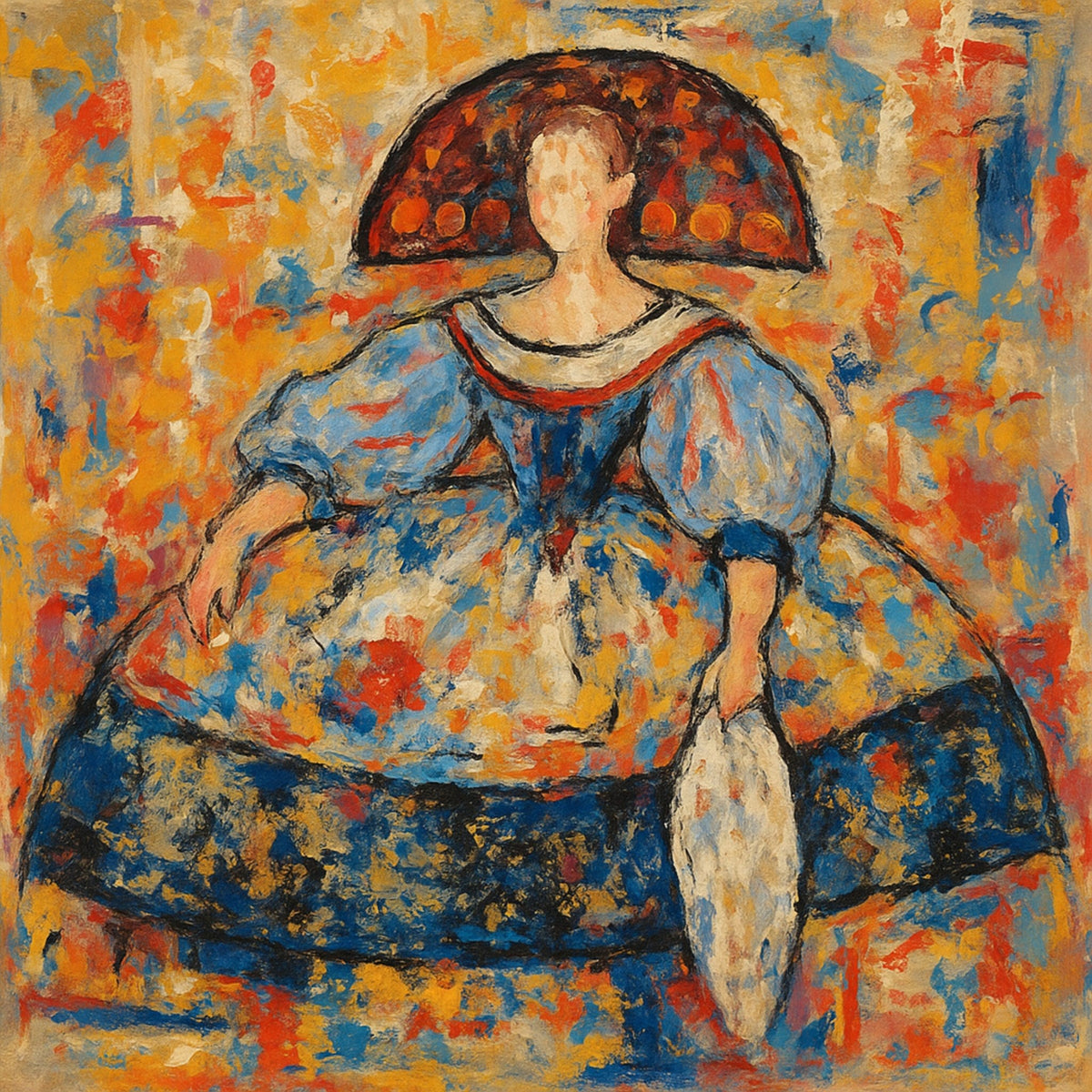 Menina Moderna sepia y azul abstracta - la obra