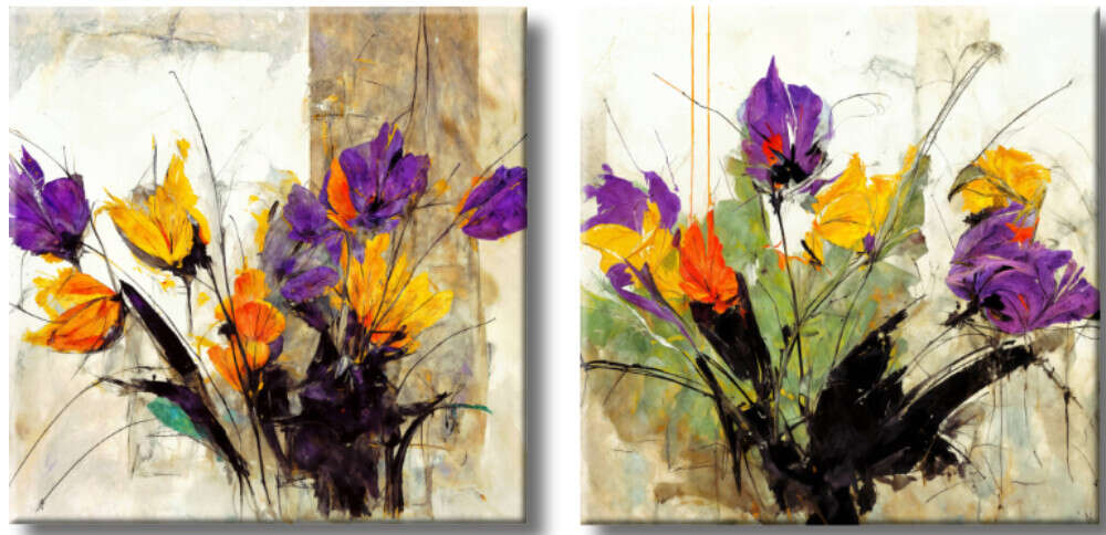 Cuadros de flores abstractas sobre sepia
