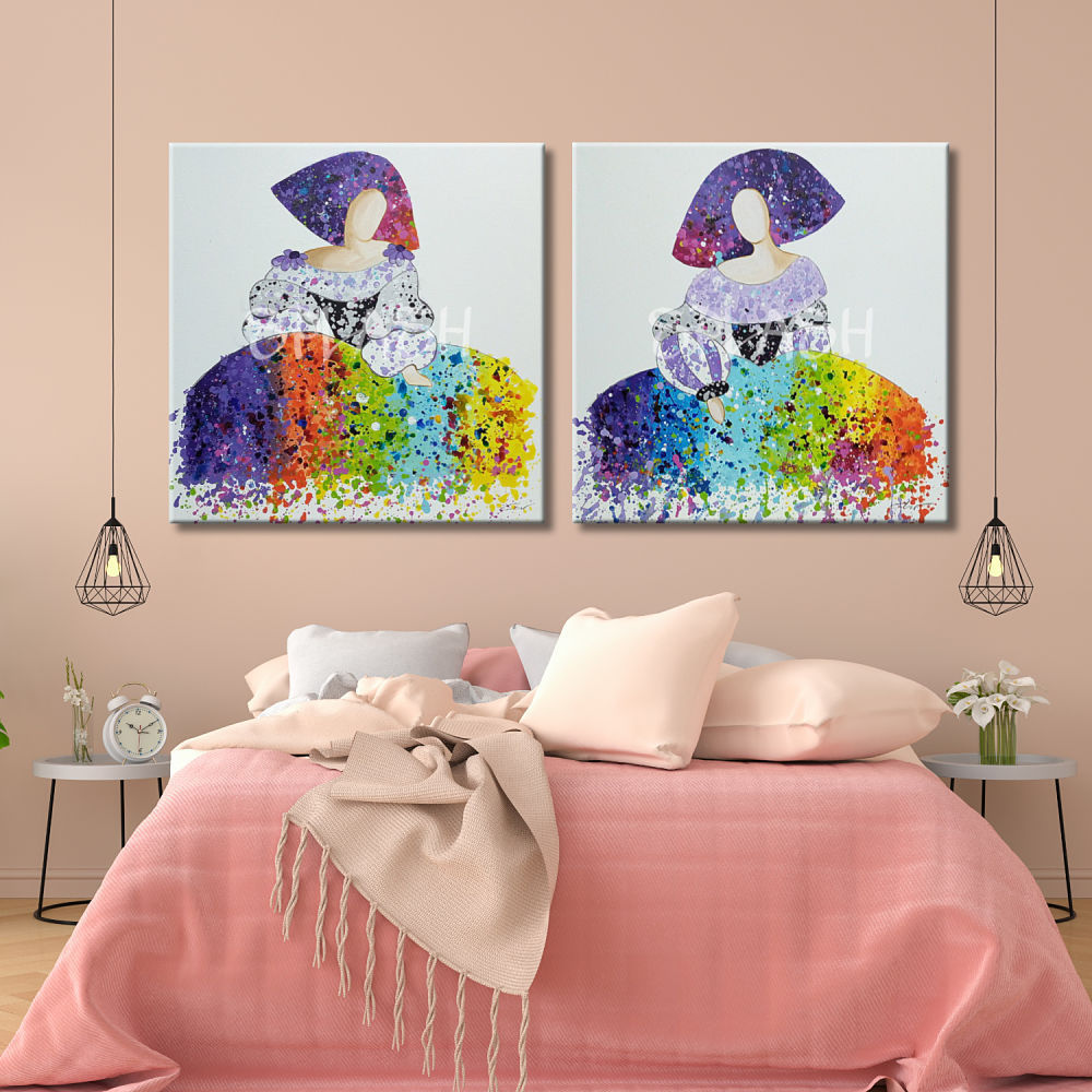 Pareja de cuadros de Meninas modernas salpicadas