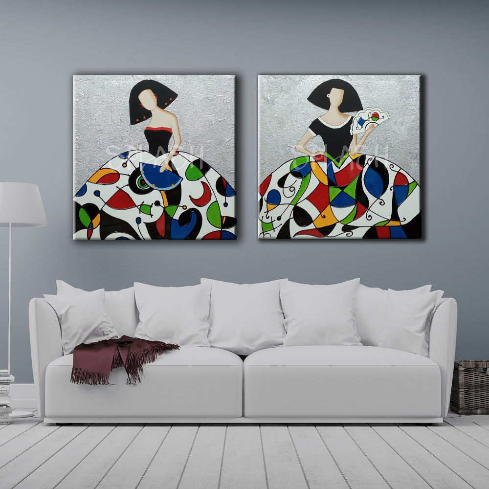 Cuadros de Meninas en pareja coloridos