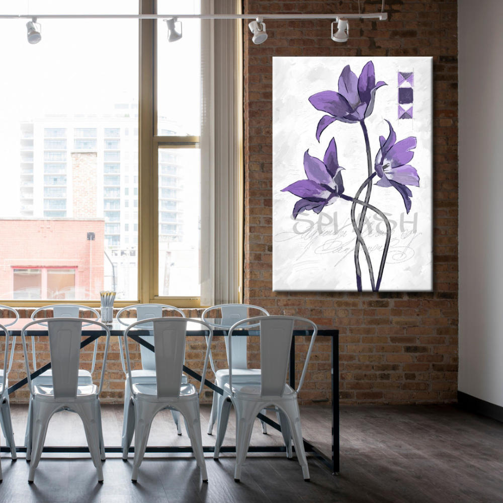 Cuadro moderno de flores malva