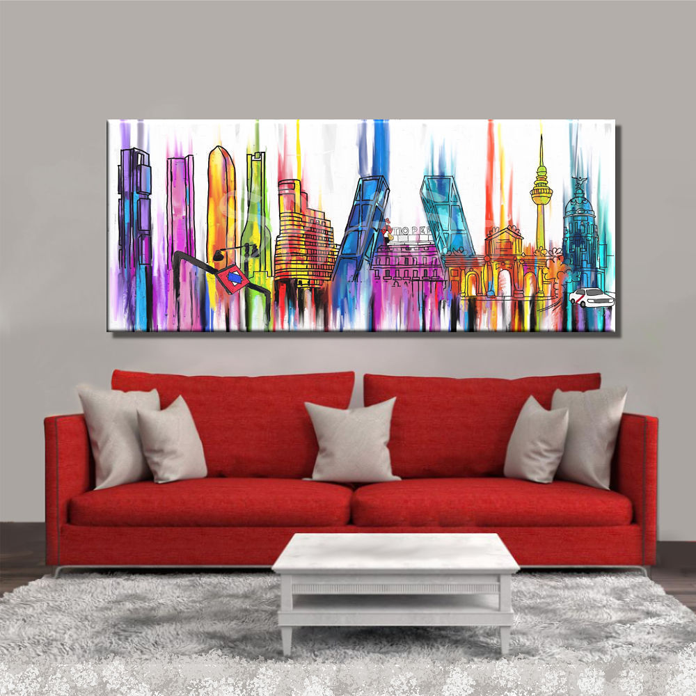 Cuadro Skyline de Madrid en colores