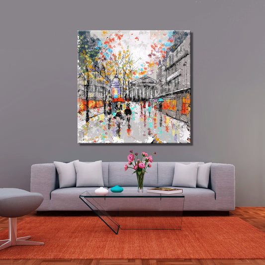 Cuadro parisino urbano con paseantes